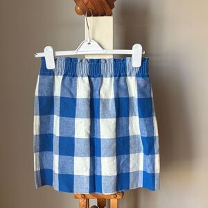 J. Crew Blue and White Gingham Linen Skirt